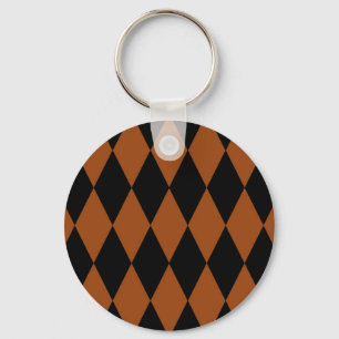 Braun-schwarzes Harlekin-Diamanten-Schachbrett-Des Schlüsselanhänger