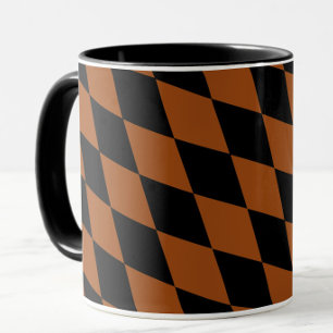 Braun Schwarzes Harlekin-Diamanten-Schachbrett-Des Tasse
