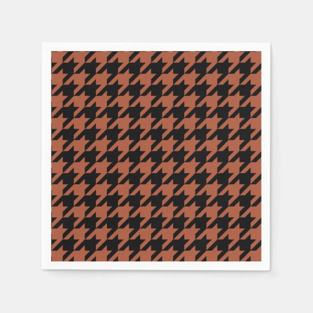 Braun-schwarzes Houndstooth-Karo Serviette (Vorderseite)
