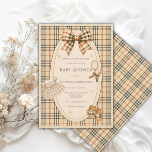 Braun-schwarzes Karo Serving up Love Baby Shower Einladung