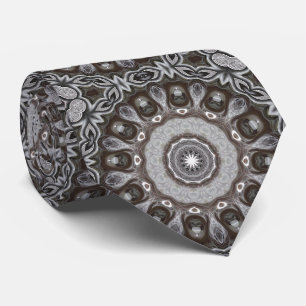 Braun-silbernes Kaleidoskop-Mandala-Muster Krawatte