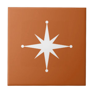 braun Starburst Mid Century Modern Retro Fliese