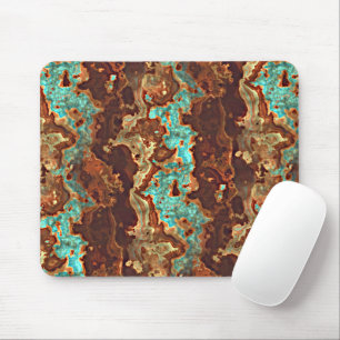 Braun Teal Türkis Grün Geode Marmor Kunst Mousepad