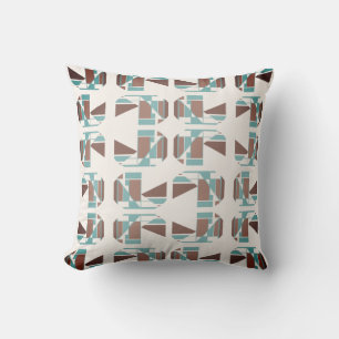 Braun-Teal-Weiß Kleine Geometrische Stücke Motiv Kissen
