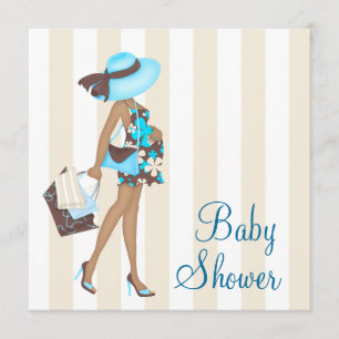 Braun Türkis Blaue Babyparty-Einladungen Einladung