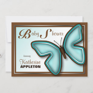Braun Türkis Butterfly Babydusche Einladungen