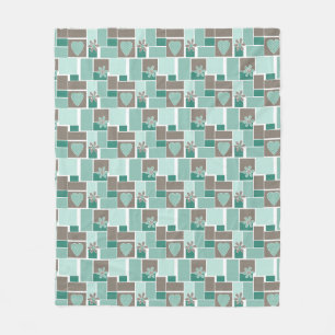 Braun Türkis Patchwork aus quadratischen Flicken Fleecedecke