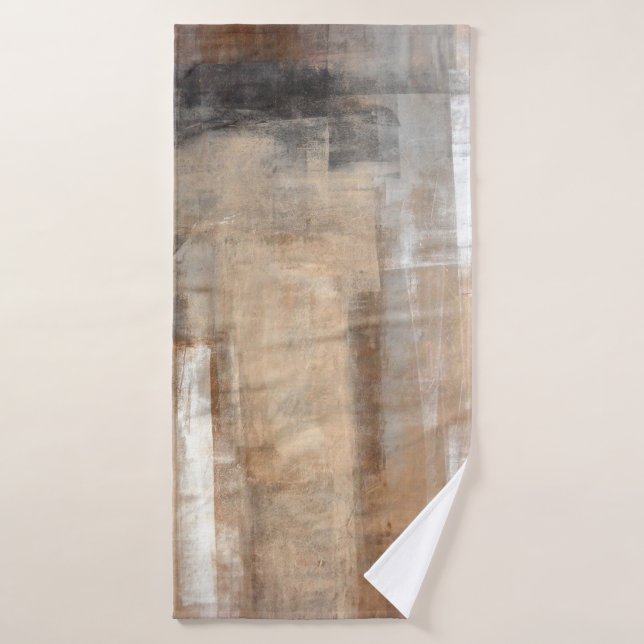 Braun und Beige Abstrakte Kunst Malerei abstrakt,  Badehandtuch (Badehandtuch)
