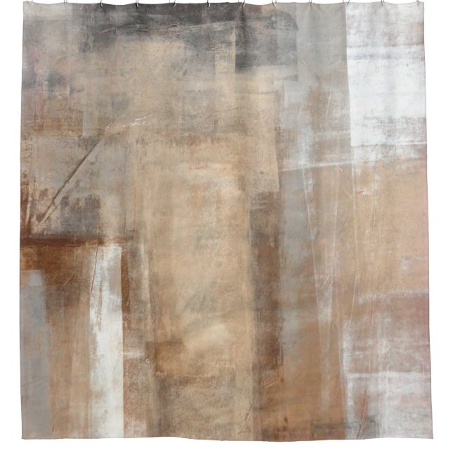 Braun und Beige Abstrakte Kunst Malerei abstrakt,  Duschvorhang (Vorderseite)