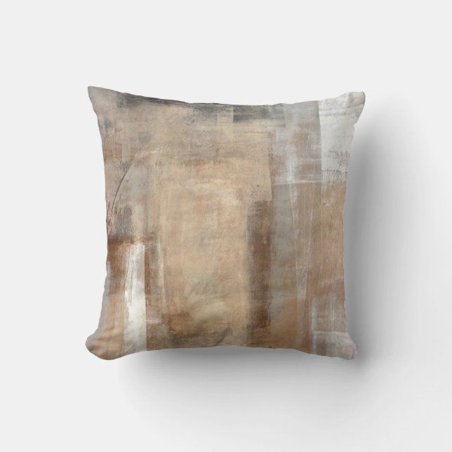 Braun und Beige Abstrakte Kunst Malerei abstrakt,  Kissen (Vorderseite)