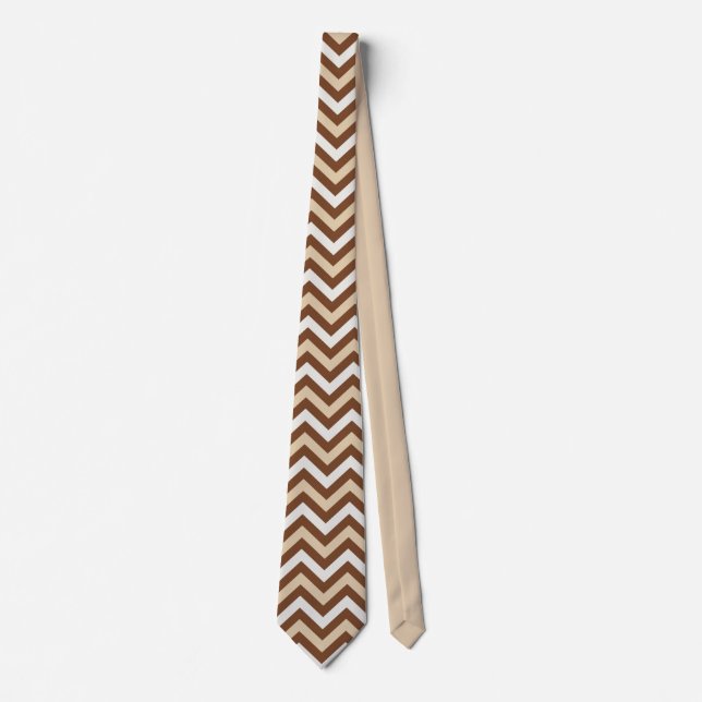 Braun und Beige Chevron Krawatte (Vorderseite)