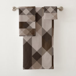 braun und beige geometrisch badhandtuch set