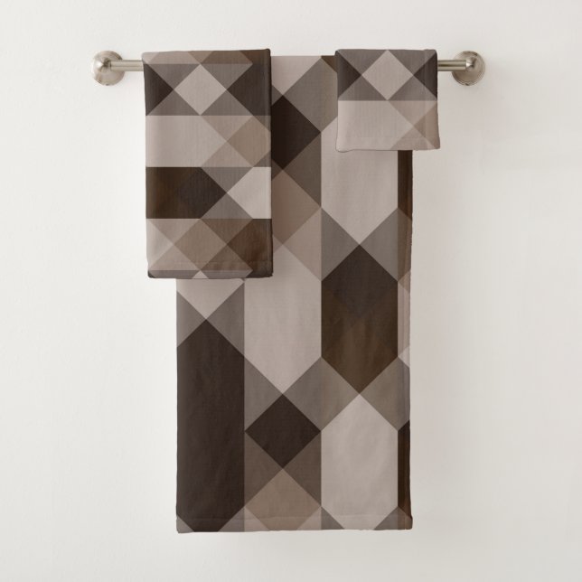 braun und beige geometrisch badhandtuch set (Insitu)