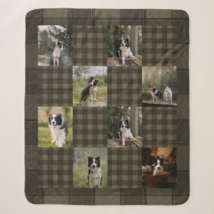 Braun und Beige Karo 8 Foto-Collage Sherpadecke