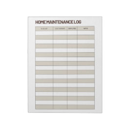 Braun und Beige Minimalistische Hauswartungs-Logbu Notizblock