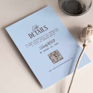 Braun und Blau Hochzeitsdetails RSVP Online Begleitkarte