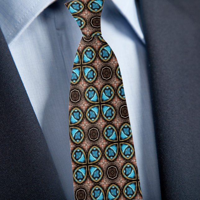 Braun und blau X Muster Necktie Krawatte (Von Creator hochgeladen)