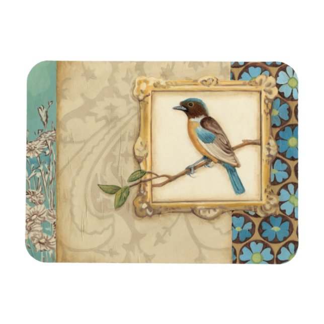 Braun und Blauer Vogel auf einer Zweigstelle nach  Magnet (Horizontal)