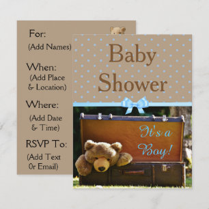Braun und Blue Teddy Bear Baby Dusche Einladung