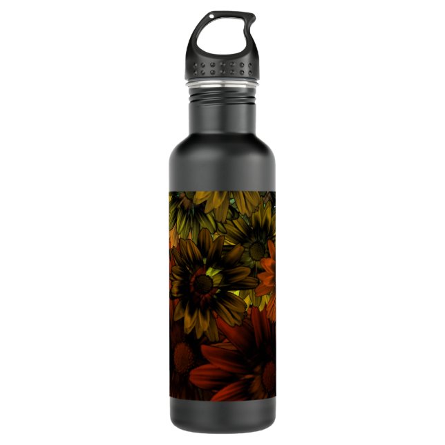 Braun- und Blütenmuster Trinkflasche (Vorderseite)