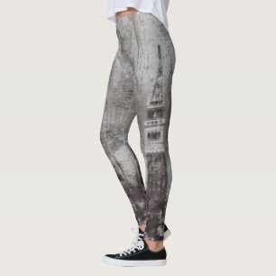 Braun und Cyan verwitterte Skyline Venedig Italien Leggings