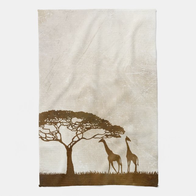 Braun und Elfenbeinafrikanische Giraffenhochzeit Handtuch (Vertikal)