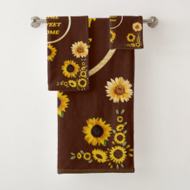 Braun- und gelbe Sonnenblumen Badetuch Set