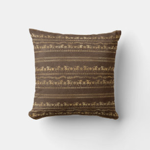 Braun- und Gold Boheme-Einhorn-Muster Kissen