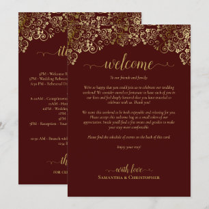 Braun- und Goldene Hochzeits-Einladung und Program Programm