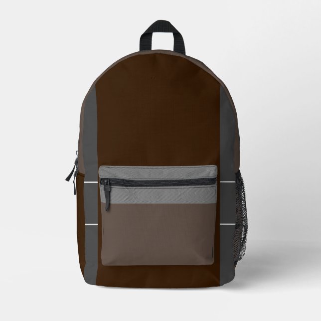 braun und grau bedruckter rucksack (Vorderseite)