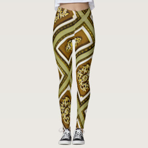 Braun- und Grün-Architektur Leggings