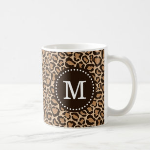 Braun und Leopard Print Custom Monogram Kaffeetasse
