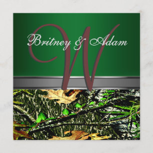 Braun und Mossy Green Camouflage Hochzeitsfeiern Einladung