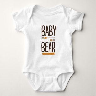 Braun und Orange handgezeichneter Typ Grizzly-Baby Baby Strampler