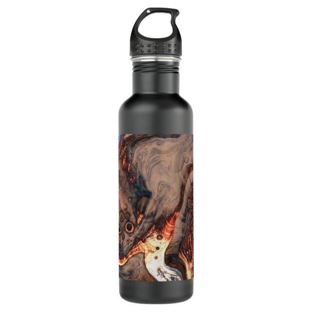 Braun und orange Moderne Kunst Edelstahlflasche (Vorderseite)