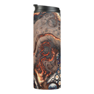 Braun und orange Moderne Kunst Thermosbecher