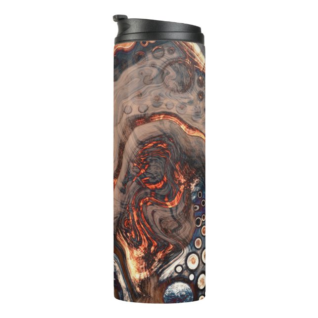 Braun und orange Moderne Kunst Thermosbecher (Nach rechts gedreht)