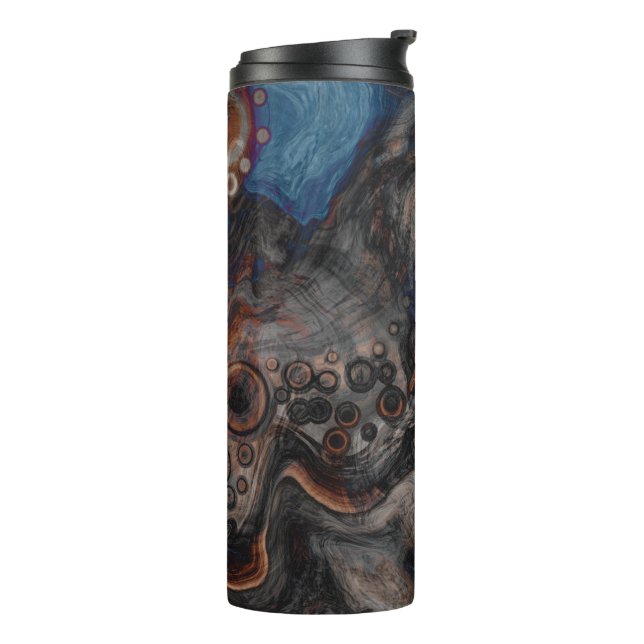 Braun und orange Moderne Kunst Thermosbecher (Nach links gedreht)