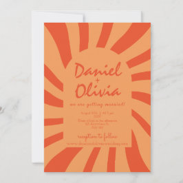Braun und orange Retro Foto Einladung Hochzeit