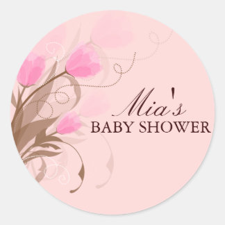 Braun- und rosa Blumenmuster Babyaufkleber Runder Aufkleber