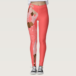 Braun und Rosa Dicke Chic in einem Sonnenkleid Leggings