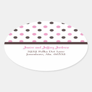 Braun und Rosa: Polka Dot Address Sticker