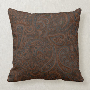 Braun- und Rostrot Verziertes Blumenmuster Kissen