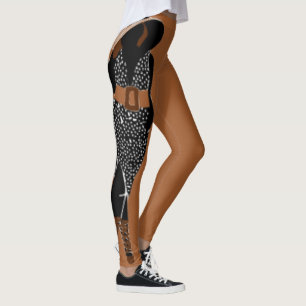 Braun und schwarz dick Chic in einem Sun-Kleid Leggings