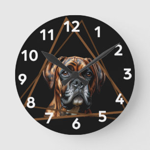 Braun und Schwarz gefleckter Boxer Labrador Hund Runde Wanduhr