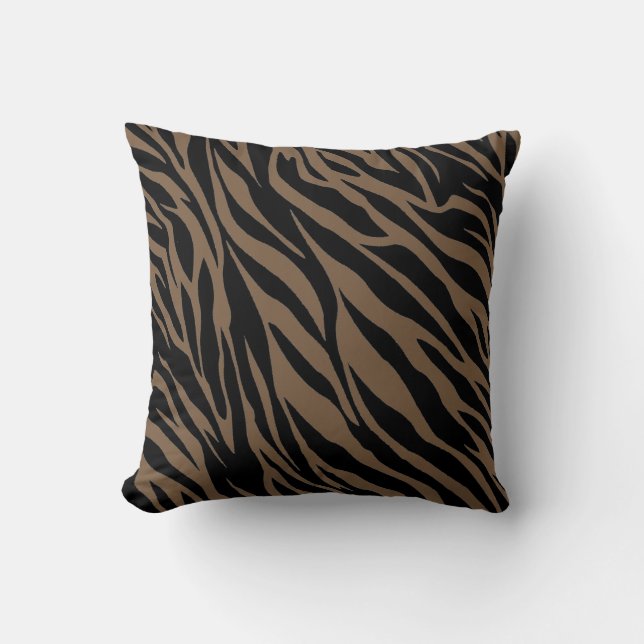 Braun- und schwarzer Zebradruck Kissen (Vorderseite)