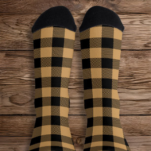 Braun und schwarzes Buffalo-Karomuster Socken