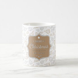 Braun und Silber Elegantes Weihnachtsbaummuster Kaffeetasse