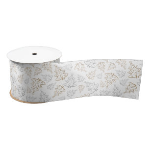 Braun und Silber Elegantes Weihnachtsbaummuster Satinband