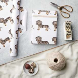 Braun- und Tan-Gefleckt-Kurzhaar-Dachshund-Muster Geschenkpapier